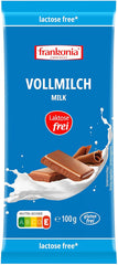 frankonia CHOCOLATE Chocolate con leche entera sin lactosa y gluten, 100 g