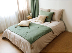 Enjoy Home - Manta Terracota Con 4 Borlas De Yute - 90 X 190 Cm - 100% Algodón - Oeko-Tex - Colección Panamá Edredones y edredones Naty Shop