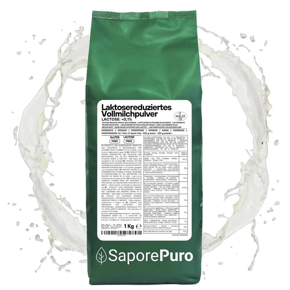 Laktosefreies Vollmilchpulver 1 kg | Hohe Löslichkeit | Ideal para repostería, pan y alimentación Uso profesional e industrial Sin lactosa Sin gluten