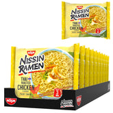 Nissin Ramen - Pollo al horno tailandés, paquete de 10 fideos instantáneos estilo asiático, receta tailandesa, comida asiática rápida y fácil (10 x 65 g)