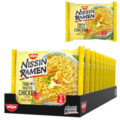 Nissin Ramen - Pollo al horno tailandés, paquete de 10 fideos instantáneos estilo asiático, receta tailandesa, comida asiática rápida y fácil (10 x 65 g)