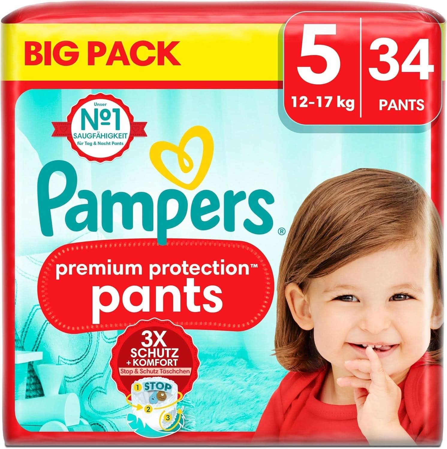 Pampers Premium Protection Pants, mărimea 6 Extra Large 15+kg Big Pack (30 bucăți) Mama si Copilul Naty Shop 5 (34 buc)