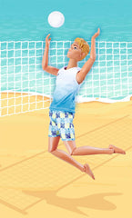 Steffi Love Beach Kevin, Kevin în costum de baie cu tricou și mingea de volei, complet mobil, 30cm păpușă de joacă, de la 3 ani, alb Papusi Naty Shop