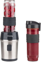 H.Koenig Smoothie Maker SMOO9 - Mini Batidora De Pie - Mini Batidora - 300 Watt - 570 Ml - Edelstahl - 2 Kunststoffflaschen - Bpa-Frei, Grau Kitchen Naty Shop Grau