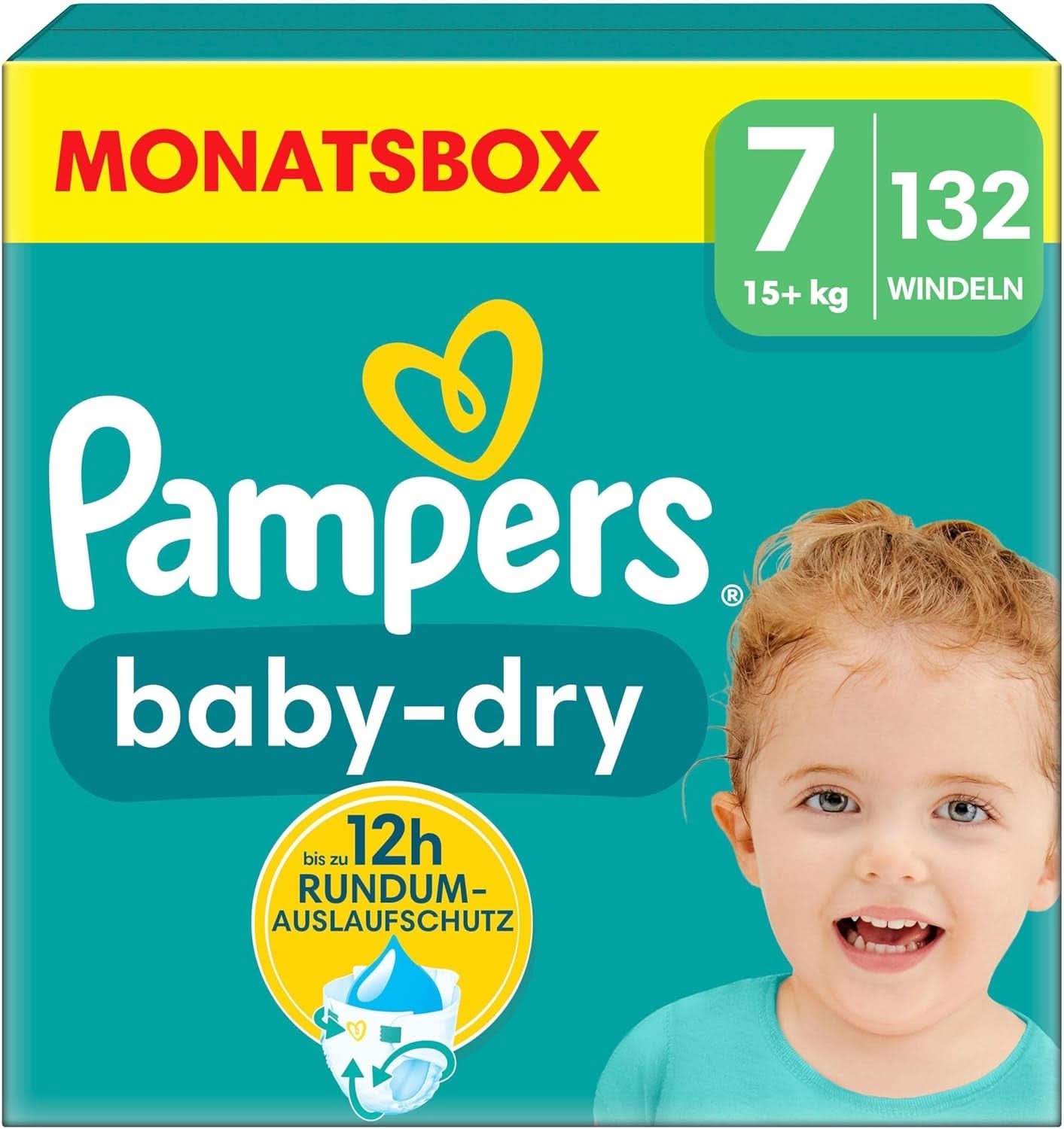 Scutece Pampers Baby-Dry, până la 100% protecție împotriva scurgerilor toată noaptea Mama si Copilul Naty Shop 7 (132 buc) Nou