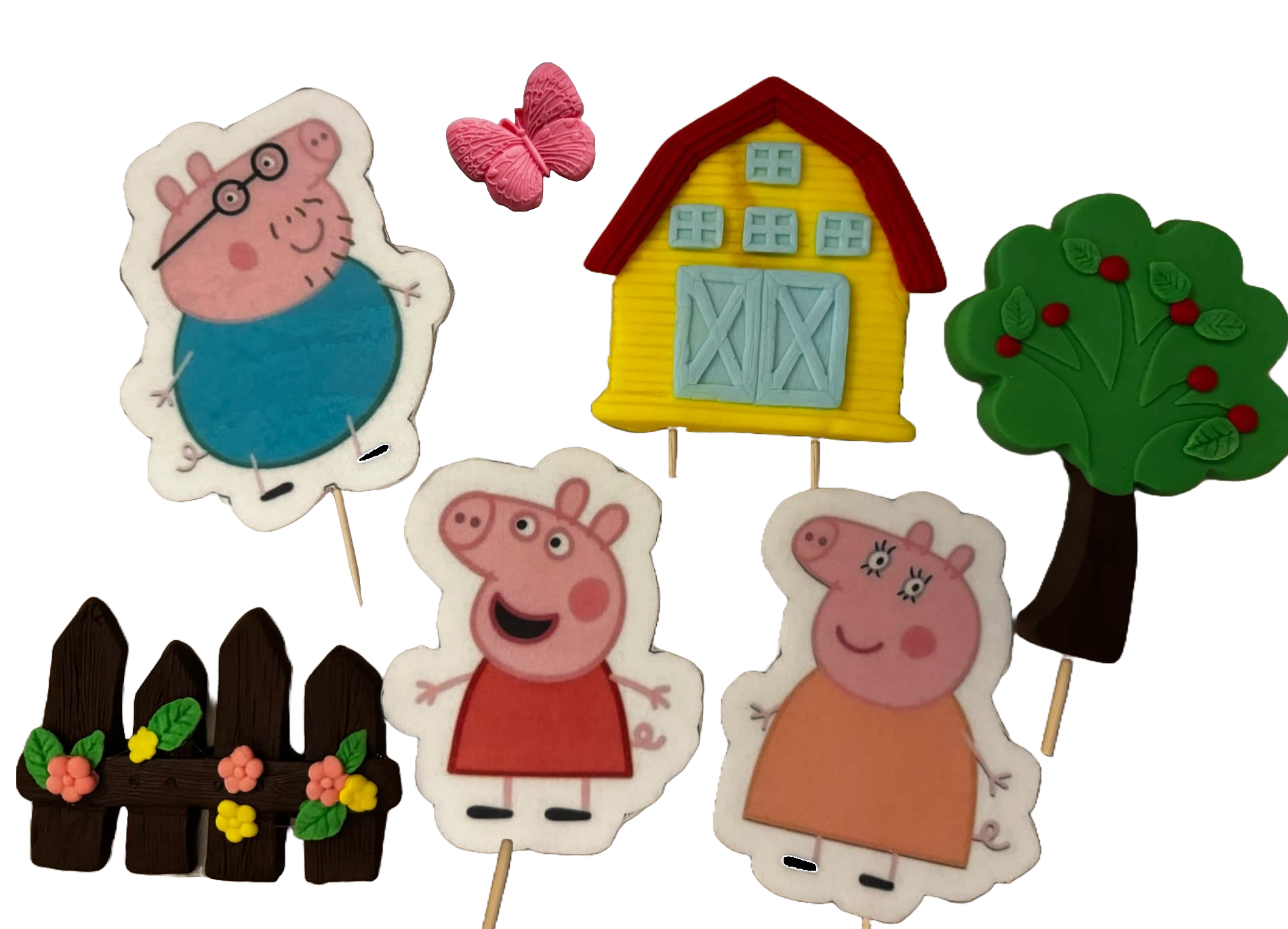 Set 7 decoratiuni comestibile din pasta de zahar, Peppa Pig Decoratiuni din Pasta de Zahar Naty Shop