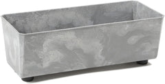 Jardinieră dreptunghiulară LAMELA cu picioare elegante – Ghiveci gri cu aspect de beton, fabricat din plastic robust, 37x17 cm, 6L – Rezistent la intemperii și ușor de curățat – Pentru interior și exterior