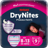 Huggies Pañales de noche Drynites, Para niñas de 8 a 13 años (30-48 kg), Muy absorbentes, 9 unidades Madre e Hijo Naty Shop