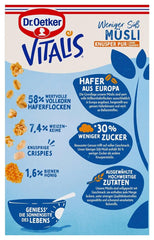 Dr. Oetker Vitalis Less Sweet Crunchy Pure: muesli crujiente con un 30 % menos de azúcar, paquete de 5 (5 x 600 g)