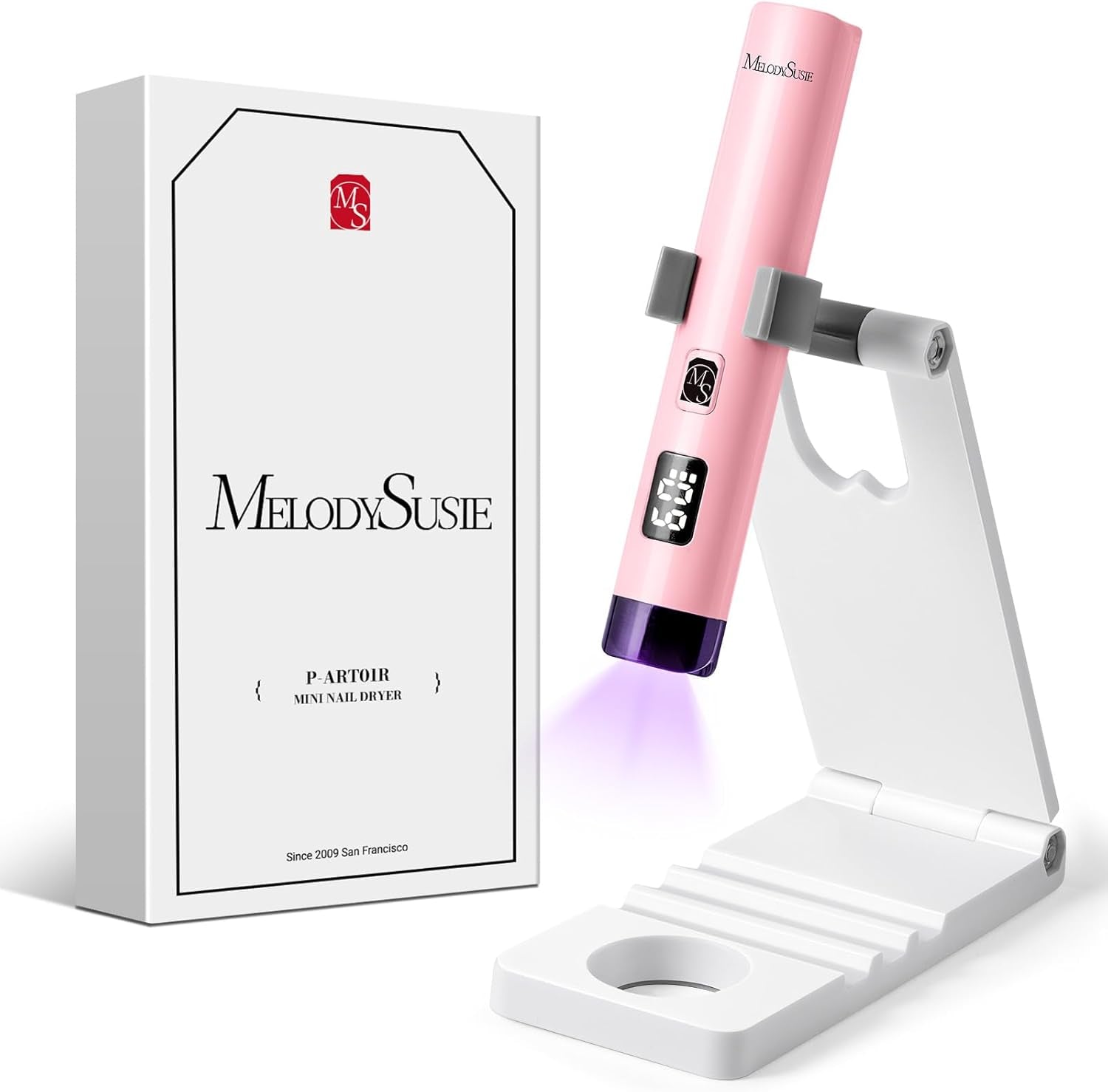 Lampă UV portabilă Melodysusie cu suport pentru unghii cu gel, mini lampă LED UV reîncărcabilă cu afișaj LCD, lampă UV mică portabilă pentru unghii cu 2 temporizatoare, uscător de unghii pentru toate tipurile de ojă cu gel UV (alb)