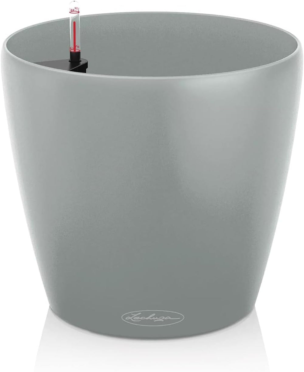 Ghiveci LECHUZA Classico Color ECO 35 Gri Deschis cu Sistem de Udare și Indicator al Nivelului de Apă | Fabricat din Plastic 100% Reciclat | Finisaj Mat | Ø 34,5 x 32,5 cm | 18930