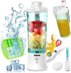 Batidora Smoothie Maker to Go, Mini Standmixer Tragbar Mit 6-Klingen Edelstahl, Enstafter Mit Reisedeckel, Batidora Portátil USB Elektrisch Botella 600Ml, Batidora Shaker Slushy Maker Wasserdichter Bucatarie Naty Shop