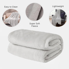 Colcha de forro polar ultrasuave de Brentford, gris plateado, doble grande - 150 x 200 cm Camas y mantas Beuche den Brentfords-Store