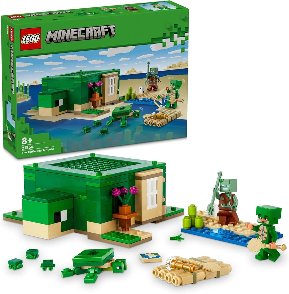 LEGO Minecraft La Casa de la Playa de la Tortuga, Casa de Juguete con Accesorios para Niñas y Niños de 8 Años, Set con Animales y Personajes de Videojuegos, Regalo para Gamers 21254 Juegos de Construcción Besuche den LEGO-Store Single