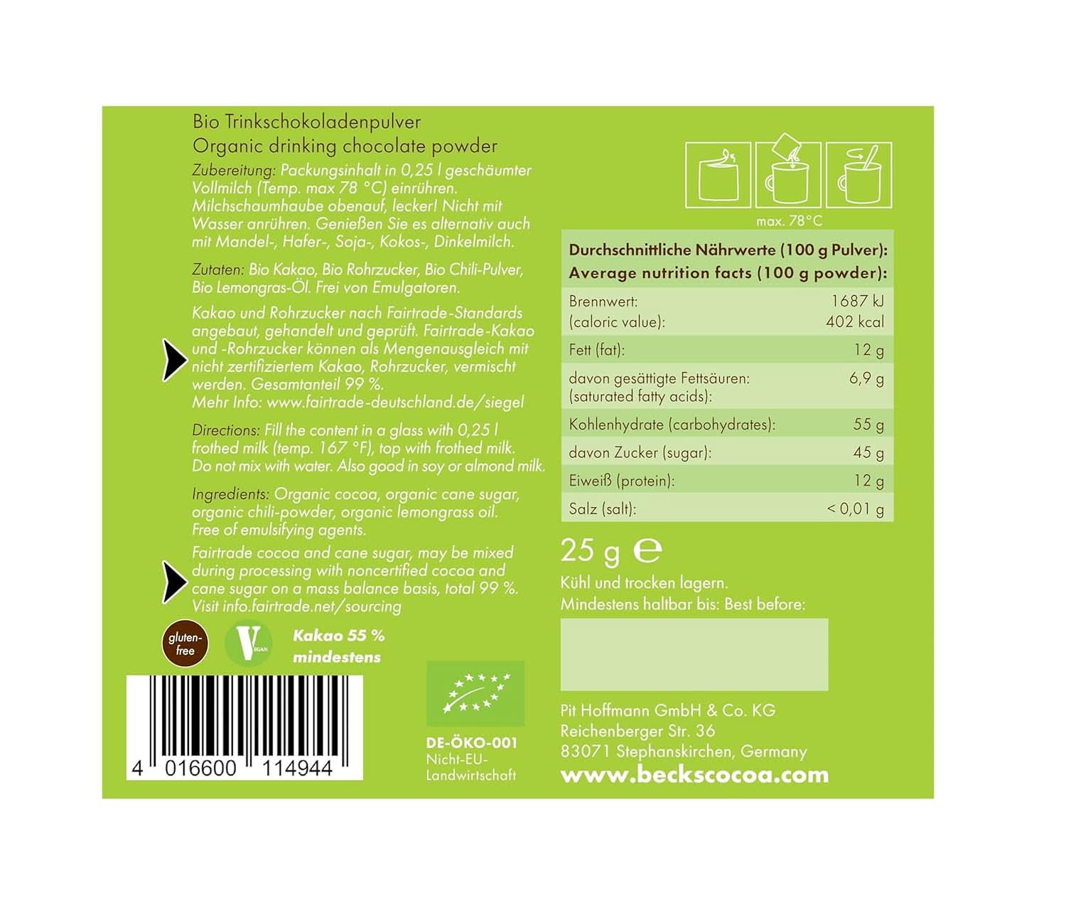 Punguță Mekong, 25 grame Cacao si Ciocolata Calda Naty Shop