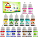 Colorant alimentar - Set de 15 coloranți alimentari lichizi pentru copt torturi, fursecuri, macaroane - Colorant alimentar foarte concentrat pentru decorarea torturilor, slime DIY, colorare pentru artizanat - 6 ml fiecare