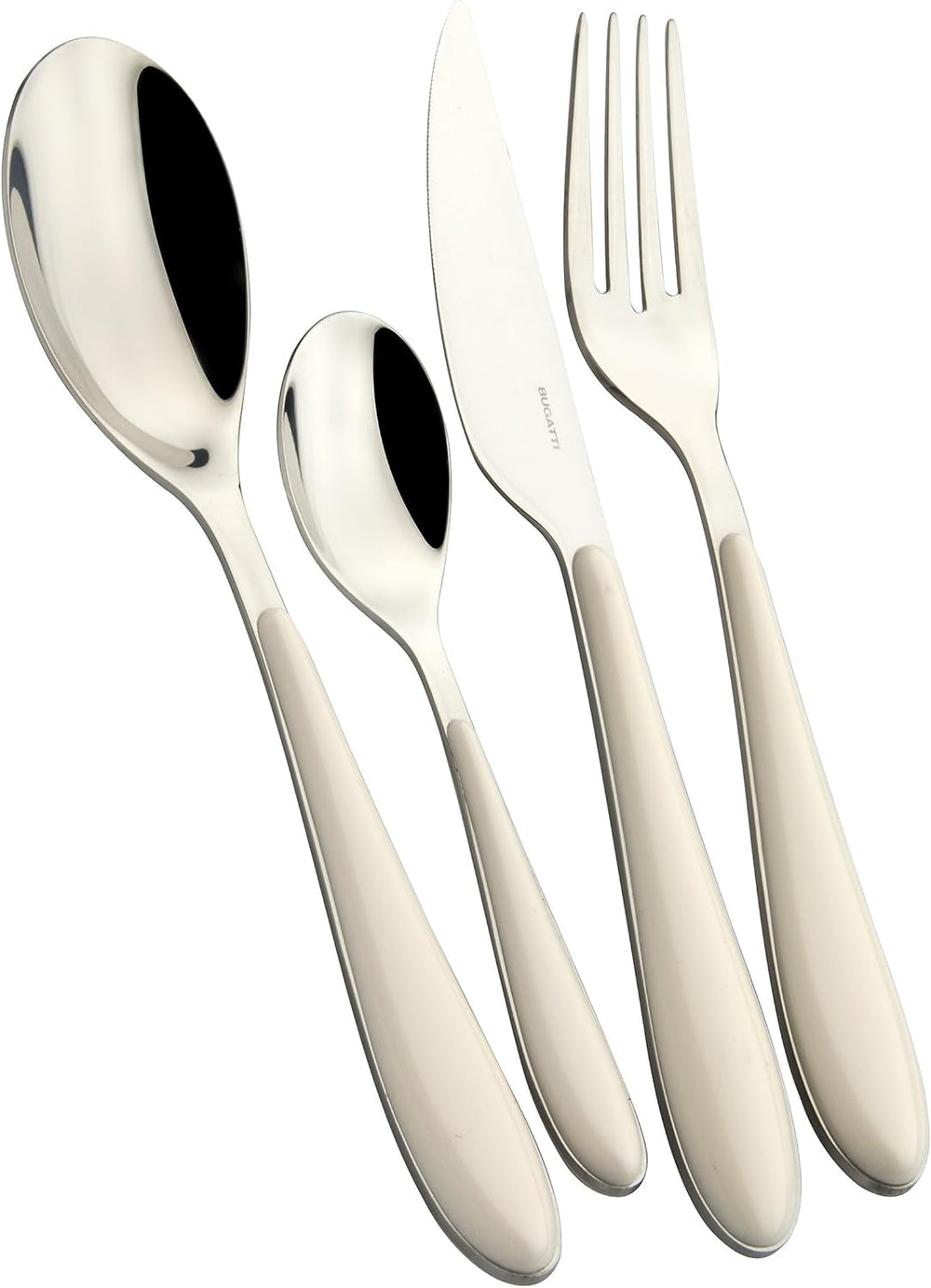 Bugatti GGAU-023F50 Servicio de mesa Gioia, pecho/acero, 22 X 8 X 30 cm, color marfil, 24 piezas Cocina Naty Shop