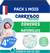- Windeln Größe 4+ 9-20 kg – Ökologische Babywindeln – natürliche Babypflege, hypoallergen, ohne Parfüm und auslaufsicher – hergestellt in Frankreich – 126 Einwegwindeln – 1 Monat