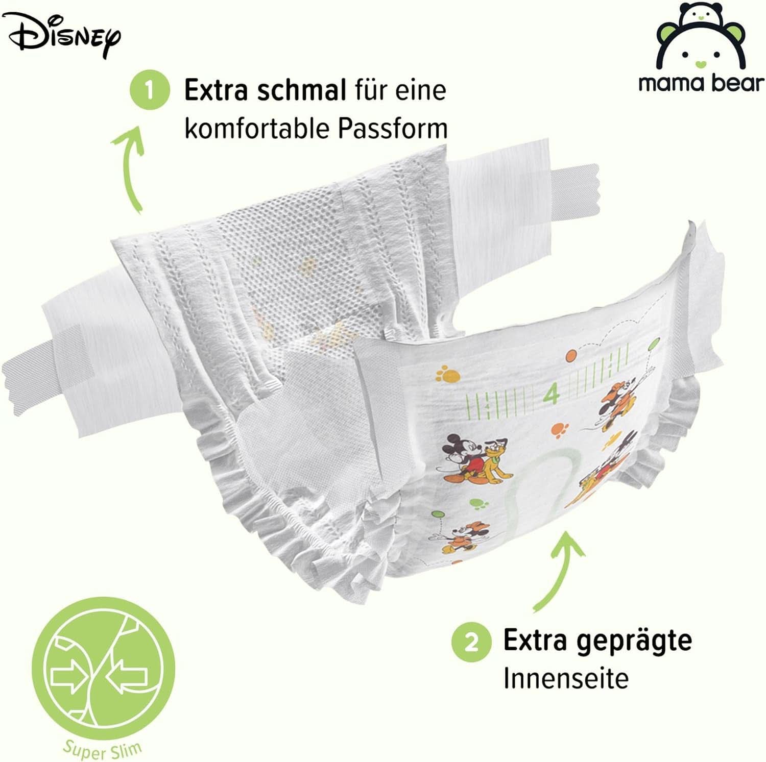 Scutece Mama Bear Disney Ultra Dry mărimea 4 (8-14 kg), alb, 84 bucăți (1 pachet) Naty Shop