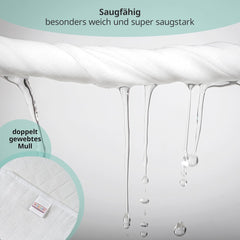 MAKIAN Cuadrados de muselina, paquete de 10, 80x80 cm, certificado Oeko-TEX® Standard 100, 10 paños para eructar de primera calidad - Cuadrados de tela de doble tejido / Cuadrados de muselina, resistentes a la ebullición - Blanco