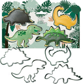 ScrapCooking – 4 Forme de Biscuiți cu Dinozauri – Forme de Biscuiți Metalice – Forme de Dinozauri pentru Torturi Mici – Accesorii de Coacere pentru Decorațiuni de Zi de Naștere, Animale din Junglă – 2085