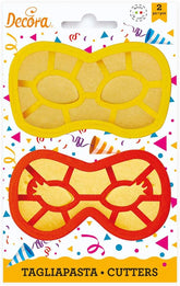 , 0255136 Karnevalmasken-Ausstechformen-Set, Das ideale Set zur Herstellung von Fondant- oder Gummidekorationen, Made in Italy, Diseño original. Paquete de 2 piezas.