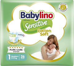 Babylino Pañales sensibles y delicados para niños, varias tallas Madre e Hijo Naty Shop Talla 1 (26 piezas)