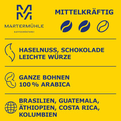 Martermühle Aßlinger Mischung Kaffeebohnen 1kg I Arabica I Aromen: Haselnuss, Leichte Würze, Schokolade I Ganze Kaffee-Bohnen schonend geröstet, säurearm