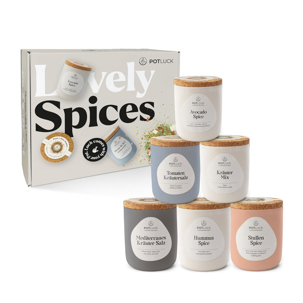 Comida compartida | Juego de 6 unidades para amantes de las ensaladas | Gewürzmischungen im Keramiktopf | Vegano, sin gluten y con ingredientes naturales
