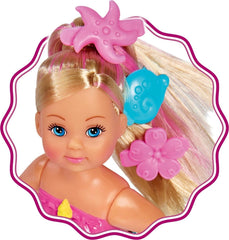 Simba 105733318 - Evi Love Swimming Mermaid, Evi como una sirena, Sabe nadar correctamente, Con figura de pez, Muñeco de vestir, 12cm, Para niños a partir de 3 años Muñecas Naty Shop