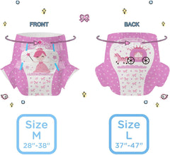 CutiePlusU Pañales para Adultos, 10 Piezas, Braguitas Desechables para Incontinencia con Sábana para Mujeres y Hombres, Máxima Absorbencia Durante la Noche - Little Princess (Tamaño Grande 94-119cm)