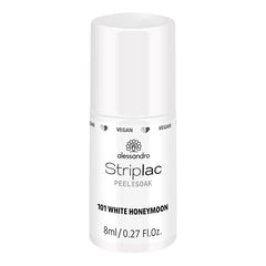 Oja UV alessandro Striplac White Honeymoon – Delicată și de lungă durată – Îndepărtare ușoară datorită tehnologiei de îndepărtare – Vegană și fără cruzime – 8 ml