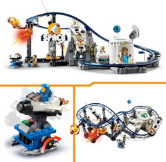 LEGO 31142 Creator Kit de juguetes de montaña rusa espacial 3 en 1 para niños con carros funcionales, se convierte en una torre de caída libre o carrusel con cohetes y ladrillos brillantes Juegos de construcción Besuche den LEGO-Store