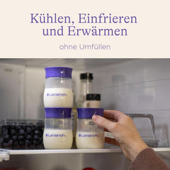 Lansinoh Muttermilchflaschen, 4 X 160 Ml - Zur Sicheren Muttermilch Austellungen - Neues Kompaktes Design Für Verbesserte Stabilität - Mit Stapelbarem Deckel Accesorios Alimentación y Lactancia Bebe Naty Shop