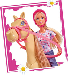 Simba 105730939 - Steffi Love Riding Tour, En traje de montar, Con 2 caballos, Muñeca totalmente articulada, Muñeca con disfraces, 29cm, Para niños a partir de 3 años Muñecas Naty Shop