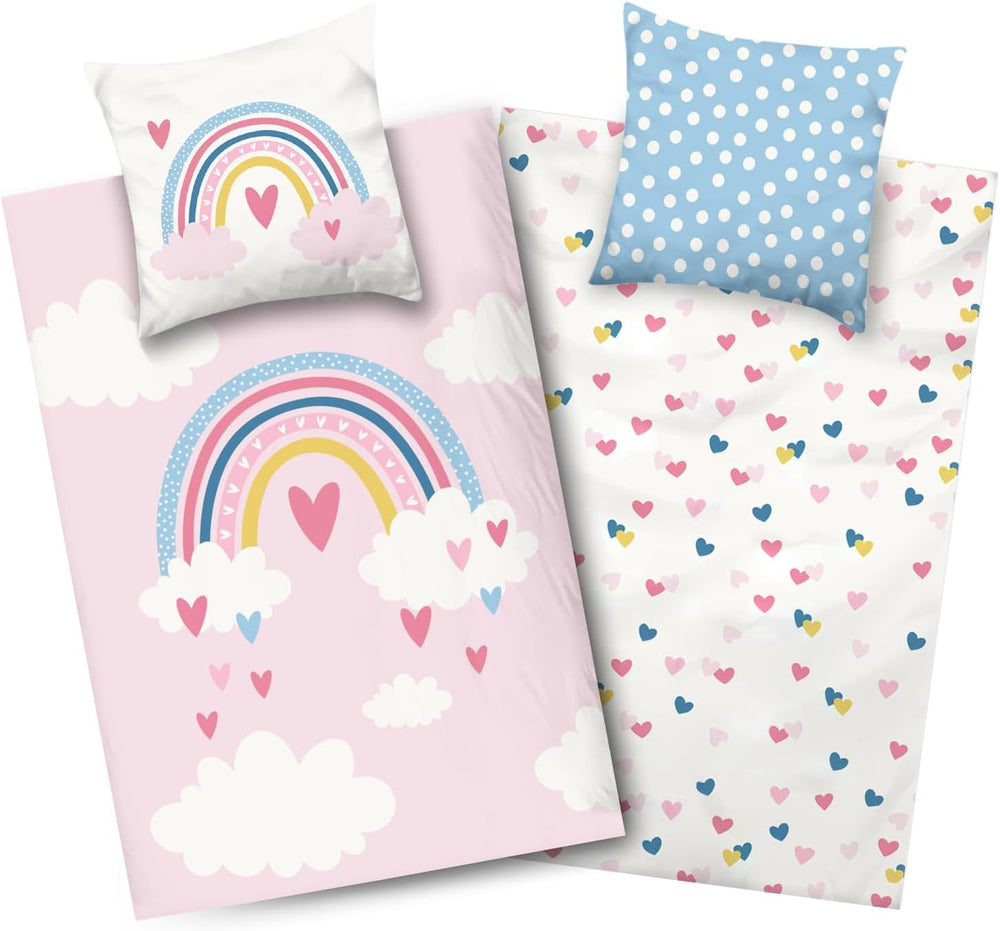 Aminata Kids lenjerie de pat pentru copii, curcubeu, reversibila Lenjerie de pat - copii Naty Shop Default Title