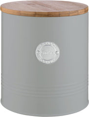 LIVING collection, borcan pentru biscuiți cu capac | gri pastel | cutie de depozitare de 3,4 L pentru biscuiți | borcan pentru biscuiți din oțel cu capac | borcane de depozitare etanșe din bambus cu capac Cutii depozitare alimente Naty Shop Titlu implicit