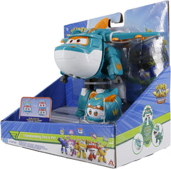 Super Wings EU770447 - Transforming Tino & Pet, figura de juguete transformable aprox. 14,5 cm y mascota con una altura de aprox. 4,3 cm, para niños mayores de 3 años Figuras de acción Naty Shop