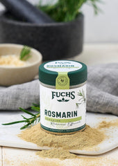 Fuchs Gewürze - Rosmarin gemahlen - zum Würzen von Fisch, Fleisch und Gemüse - ingredientes naturales - 30 g en wiederverwendbarer, recyclebarer Dosis