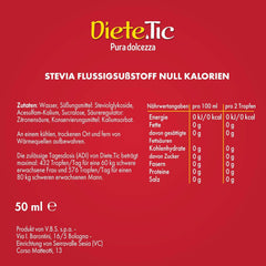 Diete.Tic Edulcorante líquido con Stevia, cero calorías, práctico paquete de 3 x 50 ml (1000 gotas), sin gluten, sin conservantes, ideal para endulzar bebidas, yogures y ensaladas de frutas