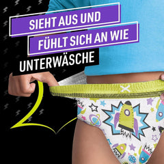 Pantalones de pijama de nave espacial, paquete de 10 pantalones de noche absorbentes, 7 años, 17 kg-30 kg, protección contra fugas durante toda la noche