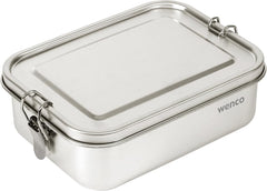 Cutie de prânz wenco din oțel inoxidabil, cu 2 compartimente, cutie de prânz mare cu capacitate de 850 ml, rezistentă la apă, lavabilă în mașina de spălat vase, inclusiv inel de silicon de schimb, 18,5 x 14 x 5,5 cm, argintiu (pachet de 2) Cutii depozitare alimente Naty Shop