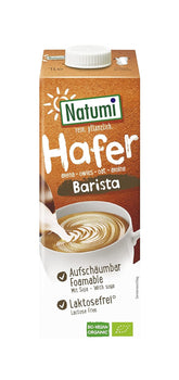 Natumi Bio Hafer Barista, 8 x 1L - Sin lactosa, Aufschäumbar, Barista-Style, Bio, Hergestellt mit deutschem Hafer, Vegan, Milchfreie milchfreie Alternative