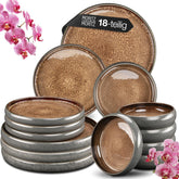 Set de veselă Moritz & Moritz SOLID din gresie, format din 18 piese, pentru 6 persoane - set de veselă pentru 6 persoane, format din 6 farfurii de cină, 6 farfurii de desert și 6 farfurii de sumă
