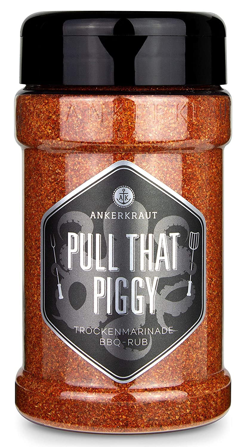 Ankerkraut Pull that Piggy, cerdo desmenuzado BBQ-Rub, Gewürzmischung zum Grillen, 220 g im Streuer