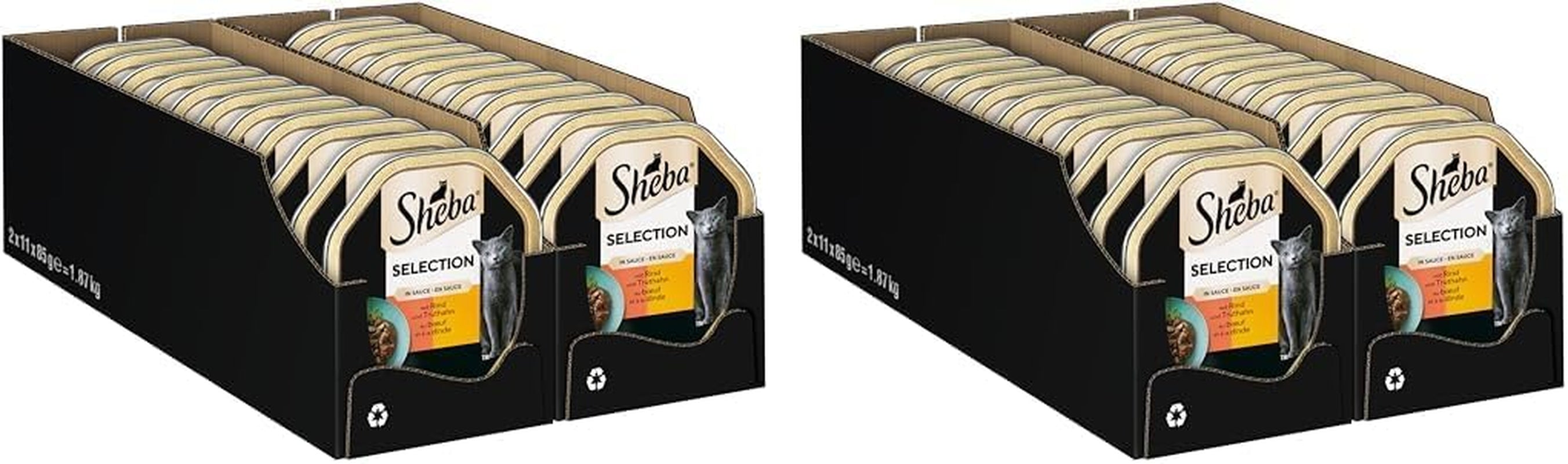 SHEBA Bowl Hrană umedă pentru pisici selecție în sos cu vițel și curcan 2 X 11 X 85G