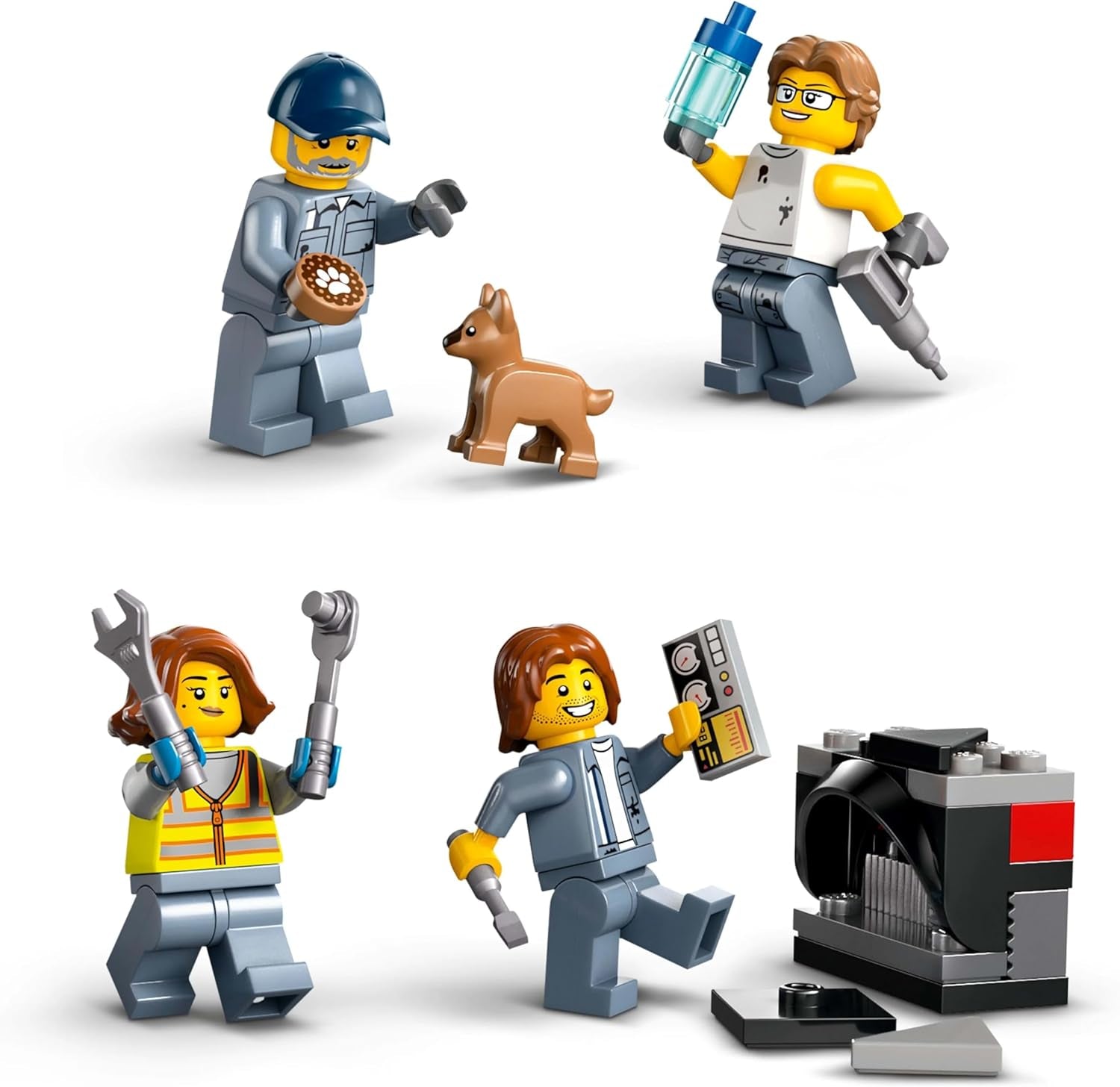 Depozit de fier vechi LEGO City cu mașini - jucărie cu presă de fier vechi și macara, 2 mașini de jucărie, 4 minifigurine muncitoare și clădire de birouri - cadouri aniversare pentru băieți și fete de la 8 ani 60472 Seturi de constructie Besuche den LEGO-Store