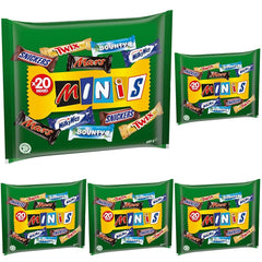 Minis mixtos, Snickers, Bounty, Twix, Milky Way, paquete a granel de chocolate, un paquete (1 x 400 g) (paquete de 5)