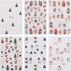 JMEOWIO Nagelsticker Weihnachten 6 Blatt Nail Art Sticker Selbstklebend Nagelaufkleber Schneeflocke Winterurlaub Niedlich Dekoration Nageldesign Zubehör