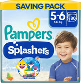 Pampers (versión antigua), pantalones cortos de baño desechables Splashers - Talla 5/6 (más de 14 kg) - Caja de 8 paquetes de 10
